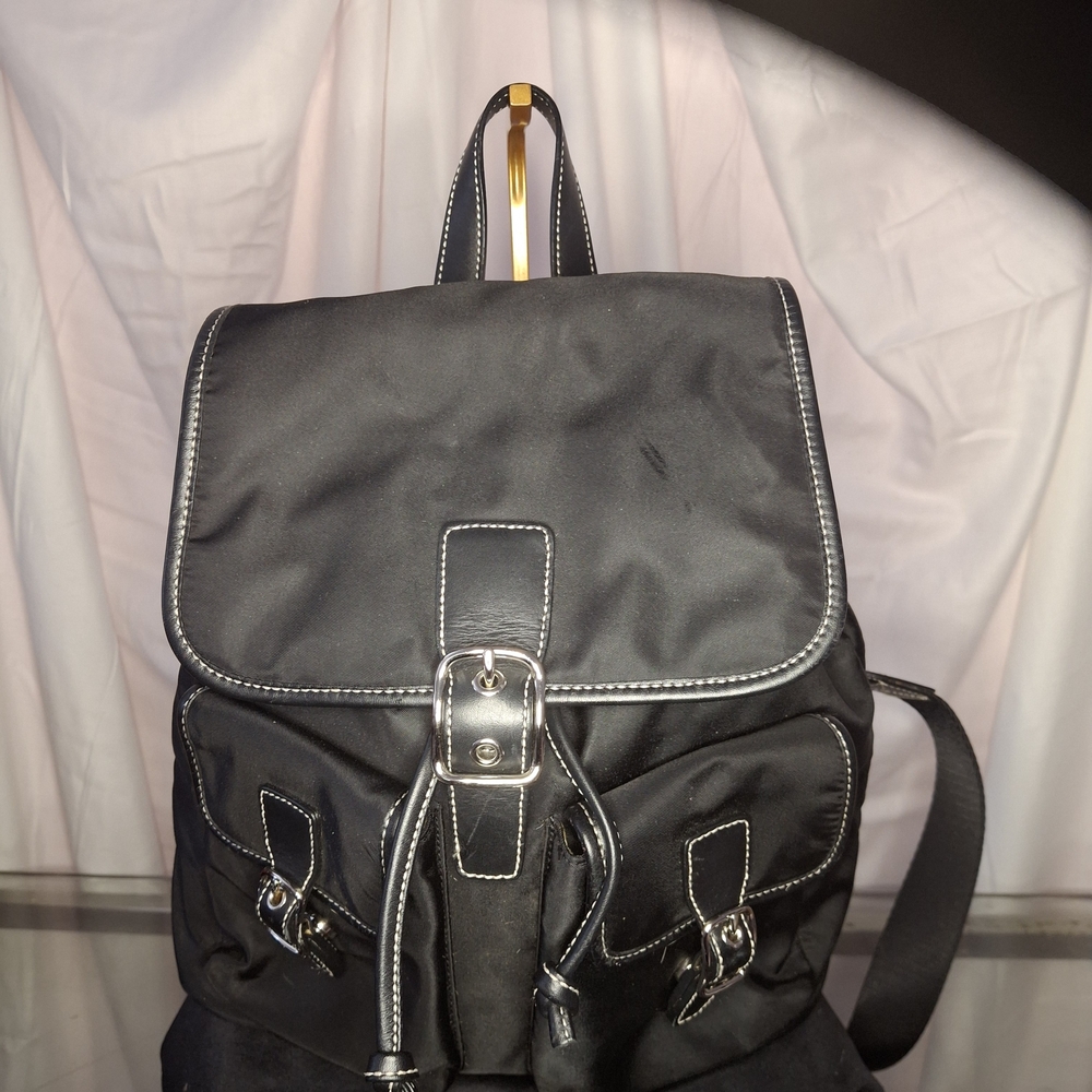 2004 Coach Black Backpack With Silver Accents - image 1